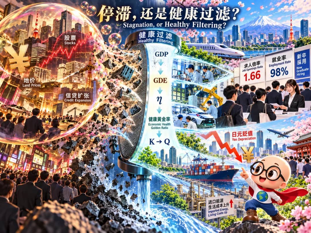 停滞,还是健康过滤?——从日本的就业与日元汇率,看健康黄金率及GDE价值参量的自觉